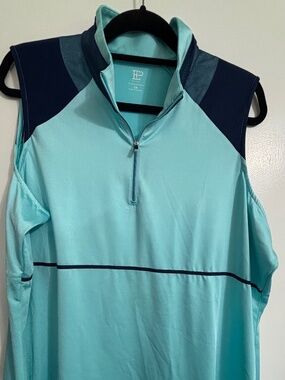 EP Woman's Golf Shirt PLUS SIZE 1X Turquoise w/navy mesh detail